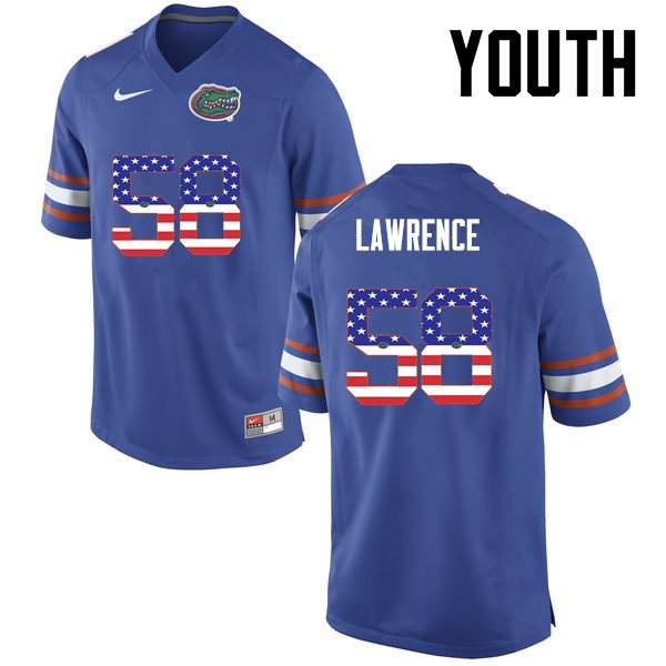 Youth NCAA Florida Gators Jahim Lawrence #58 Stitched Authentic USA Flag Fashion Nike Blue College Football Jersey QLL1265FN